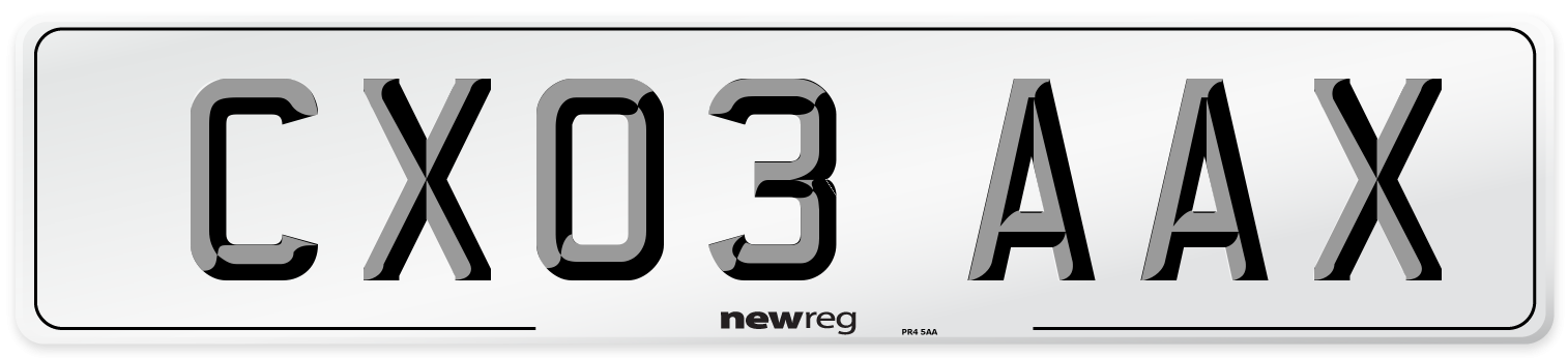 CX03 AAX Number Plate from New Reg